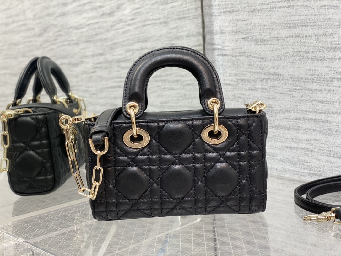 Micro Lady D-Joy Bag Black Cannage Lambskin